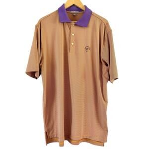 Peter Millar Summer Comfort Polo Short Sleeve Men’s Large Orange Purple Striped